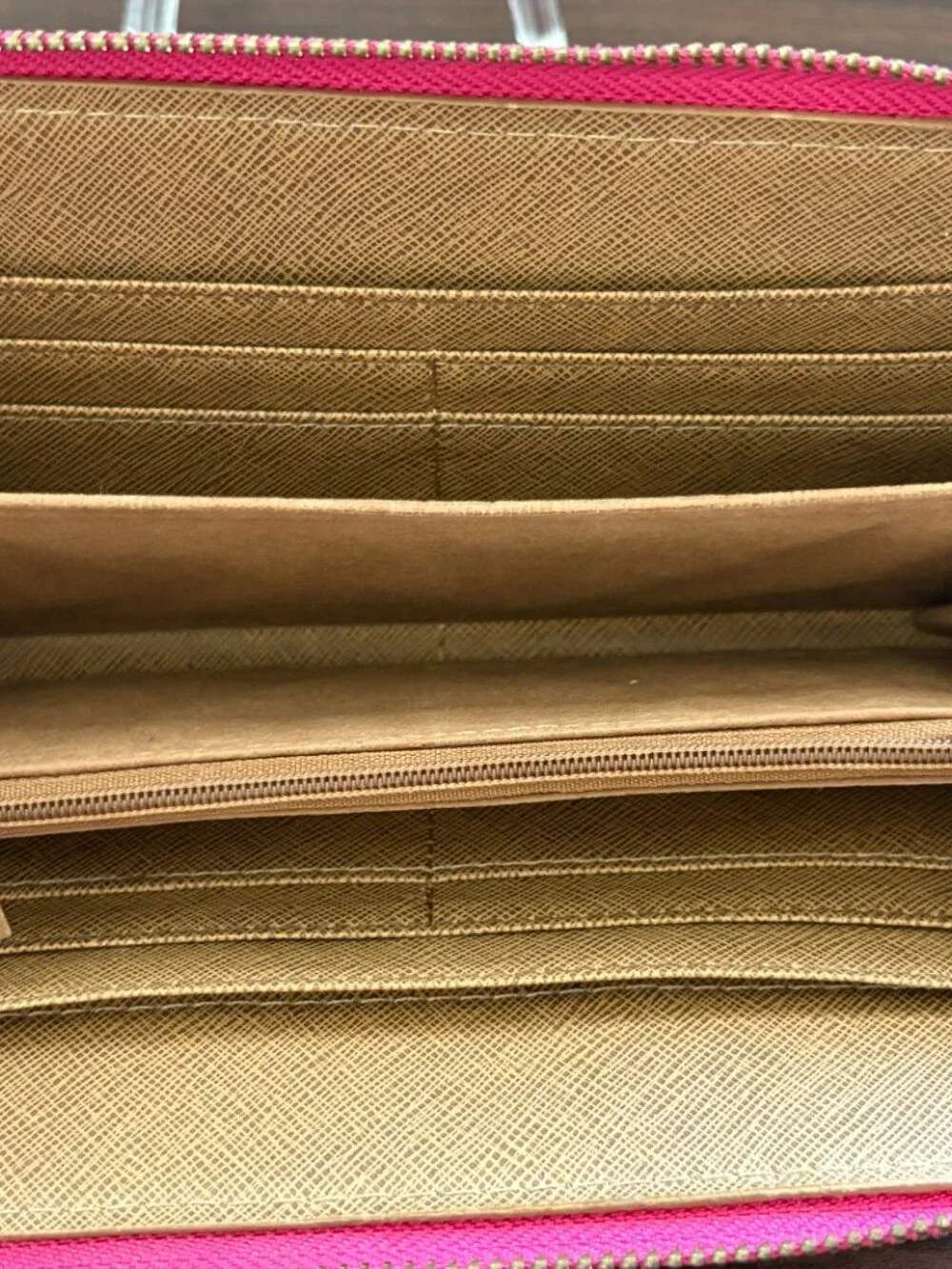 Fuchsia Ostrich Leather Continental Zip Wallet Gold Hardware Barbiecore